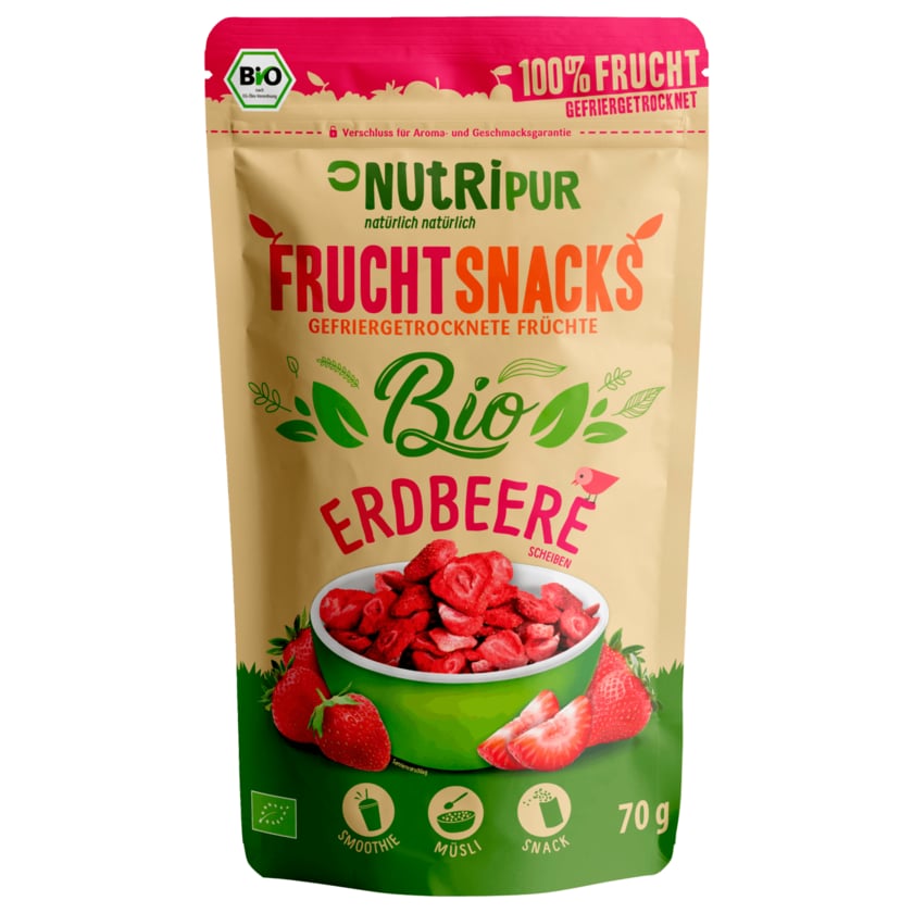 NutriPur Fruchtsnacks Bio Erdbeere 70g